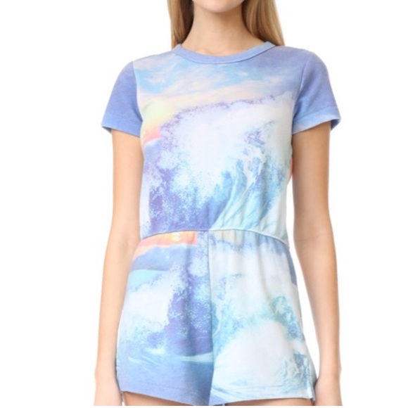 WILDFOX FRENCH TERRY OCEAN WAVE PRINT COZY ROMPER XS URBAN OUTFITTERS - Picture 10 of 10